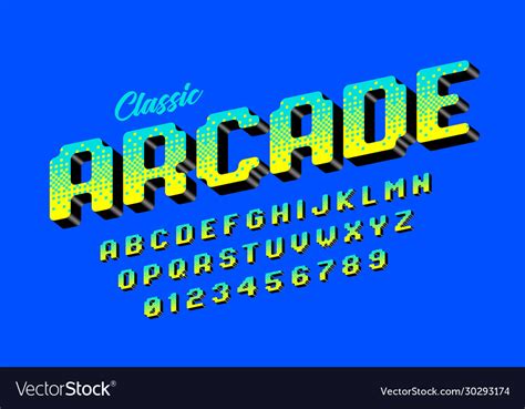 Retro Style Arcade Games Font 80s Video Game Vector Image