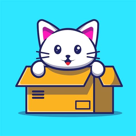 Premium Vector Cute Cat Illustration Cat In A Box Vector Illustration