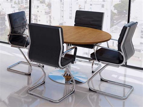 Office reception table chair set living room table and chair set office and tea shop chair combination coffee shop leisure tables and chairs will interview round tables and chairs to meet customer nee. TCS Round Meeting Table on Chrome Trumpet Base - Rapid Office Furniture