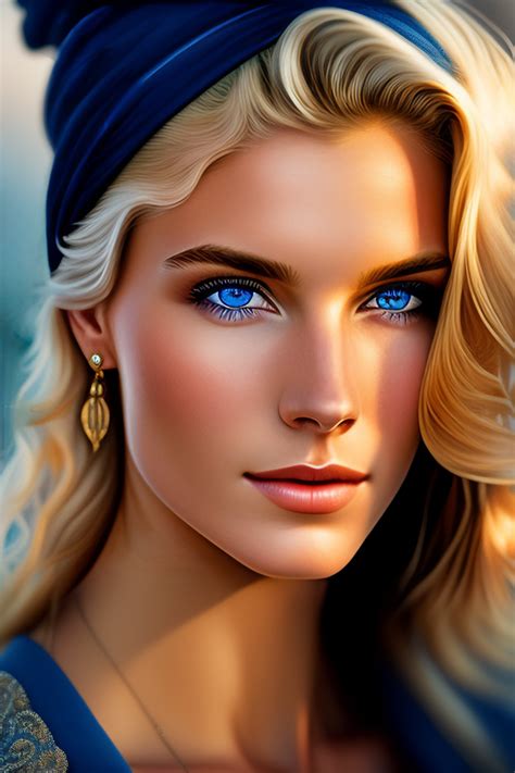 Lexica A Close Up Portrait Of A Beautiful Years Old Blonde And Blue Eyes Woman Epic