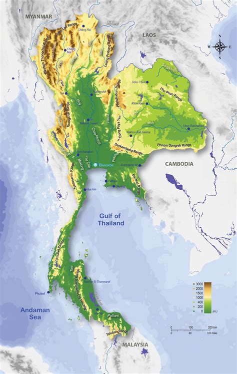 Relief And Hydrological Map Of Thailand Source Produced By Steven A
