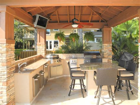 Custom Built Outdoor Kitchen And Pavilion With Evo Flattop Grill