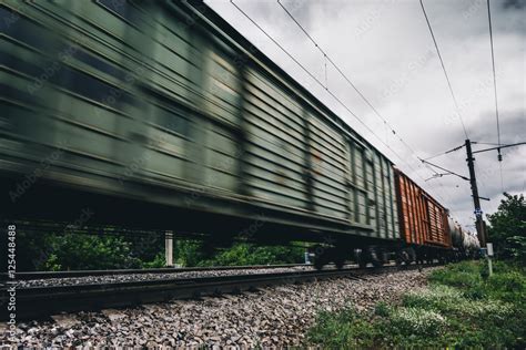 Railway Wagons With Motion Blur Effect Transportation Railroad Stock