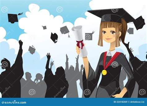 Graduation Girl Holding Diploma Stock Vector Illustration Of Girl