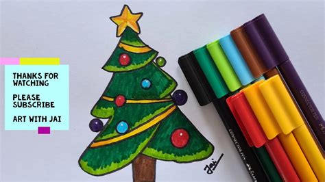 Day 15 How To Draw Christmas Tree Easy Drawing For Kids And