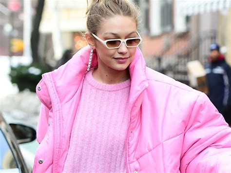 Gigi Hadid Wearing Long Pink Coat Popsugar Fashion Vlrengbr