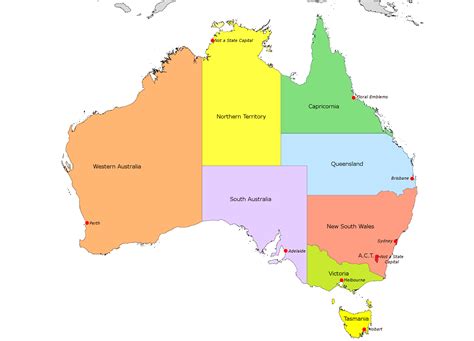 Printable Map Of Australia With States And Capital Cities Printable