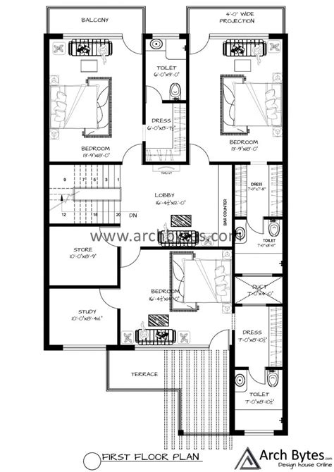 House Plan For 35 X 80 Feet Plot Size 311 Sq Yards Gaj Archbytes