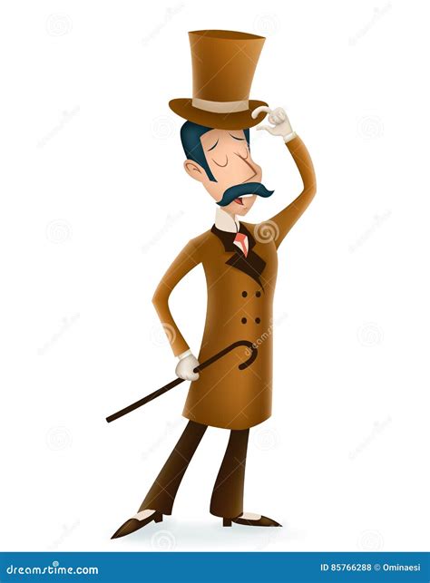 Gentleman Victorian Business Cartoon Character Icon English 3d Isolated