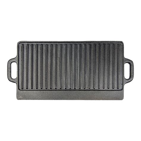 46x22 Cm Cast Iron Reversible Griddle Plate Bbq Hob Cooking Grill Pan