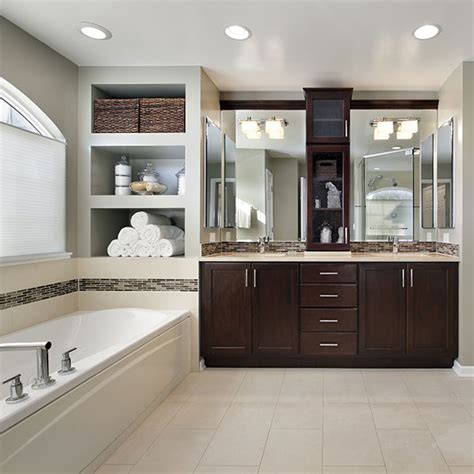 Even your bathroom vanity can include integrated options to make your bathroom space more functional. Custom build bathroom cabinets & made to order bath vanities