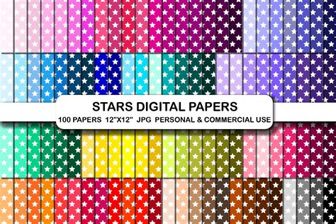 100 Stars Digital Papers Star Background Gráfico Por Bestgraphicsonline