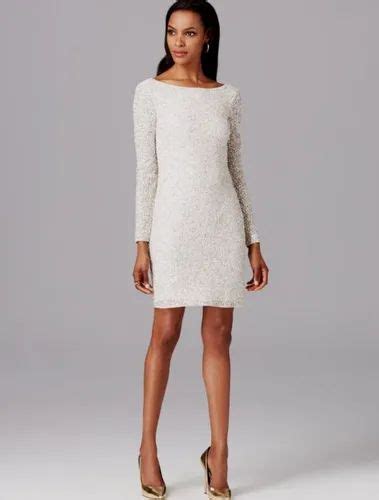 White Cocktail Dress Long Sleeve Sequin Lady Look Dresses At Rs 6999