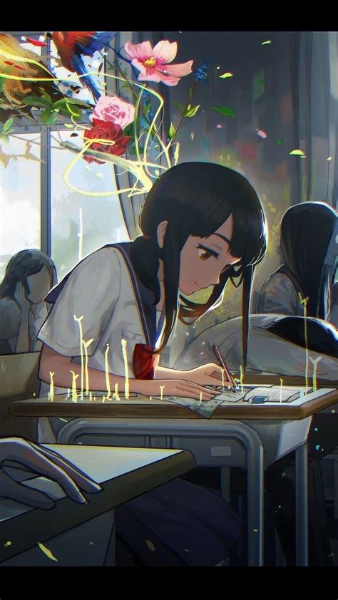 Anime Girl Study In School Study Anime Girl School Writing Book