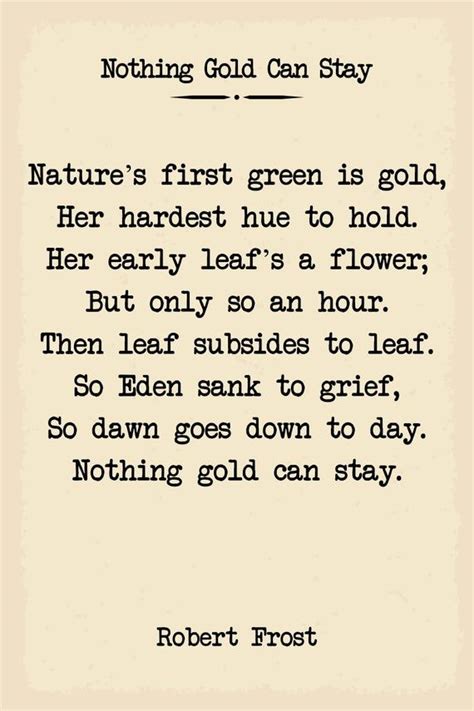 Nothing Gold Can Stay Robert Frost Poem Poster Etsy In 2020 Robert