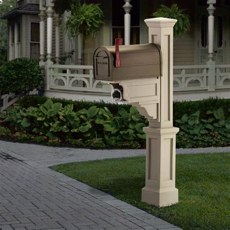 Eye Level Gray Stacked Stone Brace And Curved Cap Mailbox Post 50