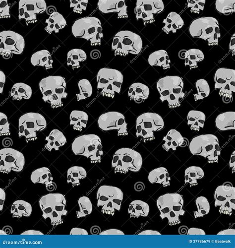 Seamless Skulls Black Stock Vector Illustration Of Fabric 37786679