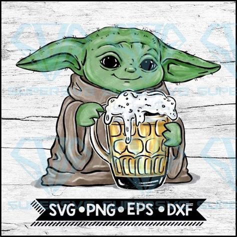 Baby Yoda With Beer Svg Png Dxf Eps Download Files Super Svg Cute