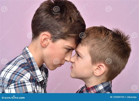 Two Angry Brothers Quarreling Stock Image Image Of Little Conflict