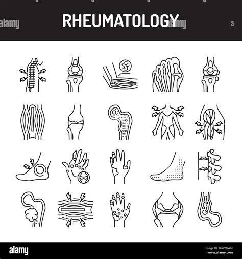 Rheumatology Line Icons Set Isolated Vector Element Outline