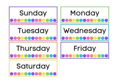 Days Of The Week Printable Flashcards Instant Download Days Etsy