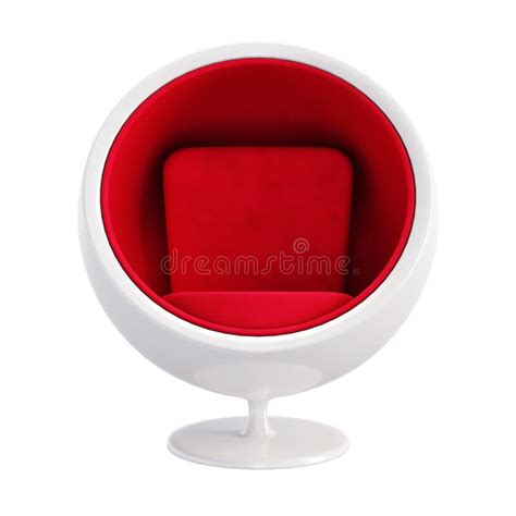 Modern Red Ball Chair Isolated White Background Stock Illustrations