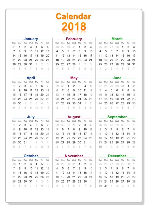 Calendar 2018 Colorful With Border Openclipart