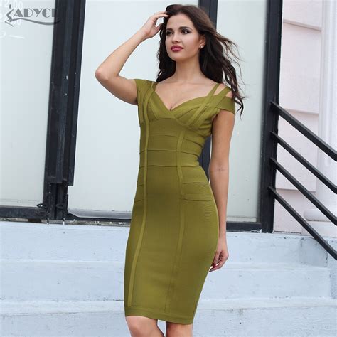 Adyce New Women Summer Bandage Dress Sexy Off The Shoulder Knee