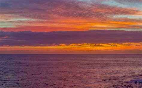 Download Wallpaper 3840x2400 Sunset Sea Horizon Clouds Waves 4k