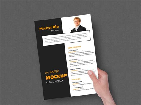 Hand Holding A4 Mockup Paper Free Psd Templates