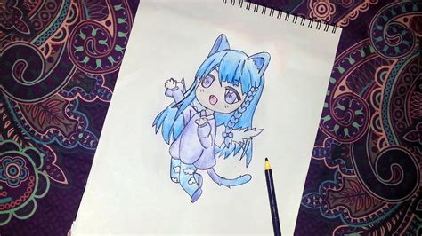 Anime Girl With Cat Ears Drawing