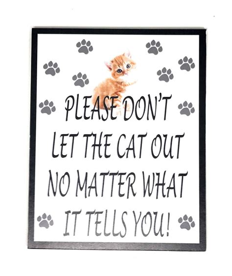 Do Not Let The Cat Out No Matter What It Tells You Novelty 4x6 Aluminum