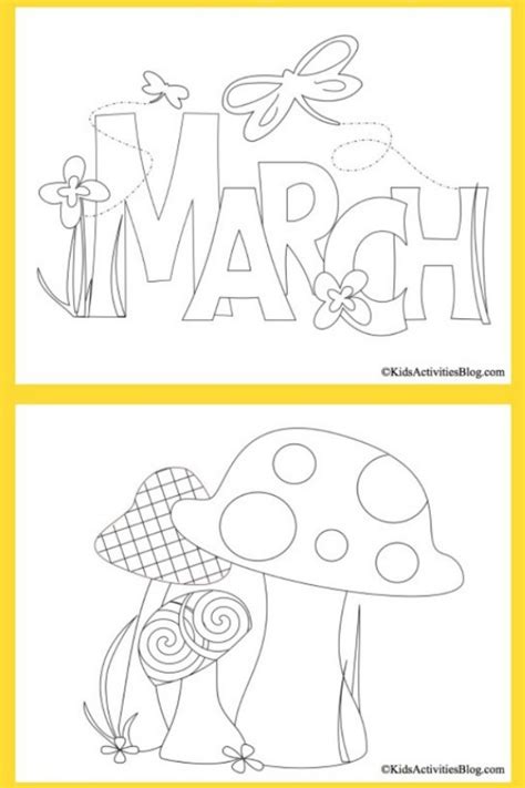 3 Spring March Coloring Pages for Kids