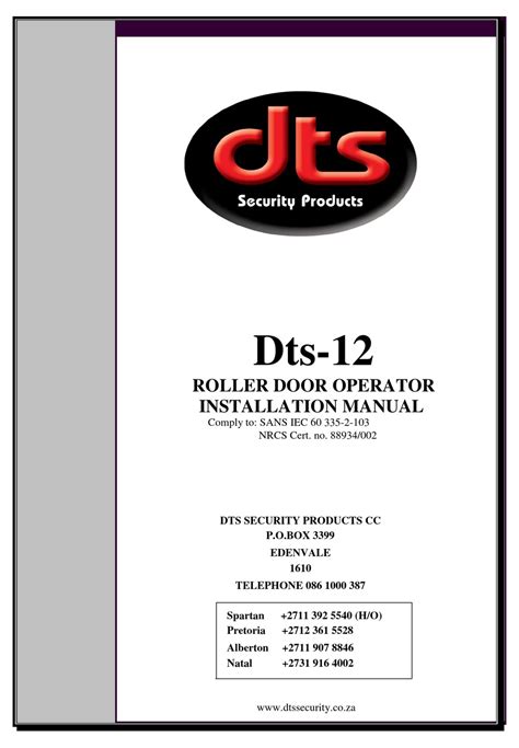 Dts 12 Installation Manual Pdf Download Manualslib