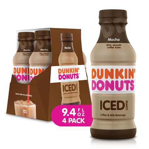 Dunkin Donuts Mocha Iced Coffee Bottles 94 Fl Oz 4 Pack Walmart