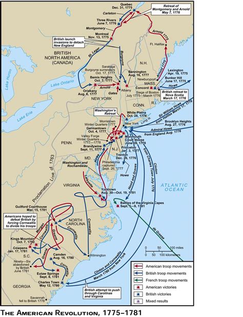 The American Revolution 1775 1781 Cartografia Fatos De História Mapa