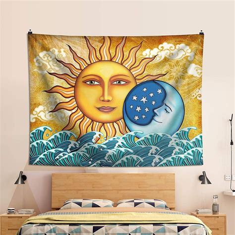 Tapestry Nature Dorm Tapestry White Moon Reaching For The Stars Hanging Wall Decor Room