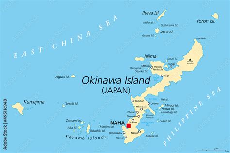 Okinawa Islands Political Map Island Group In The Okinawa Prefecture Of Japan In The East