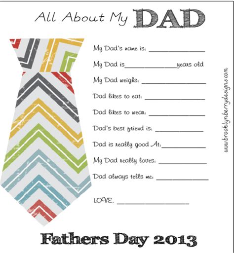 All About My Dad Free Printable Ts For Fathers Day Brooklyn