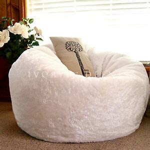 Discover the perfect bean bag chair with the urban shop rabbit faux fur bean bag chair! Large Round Bean Bag Cloud Chair Lounger White Luxury Faux ...
