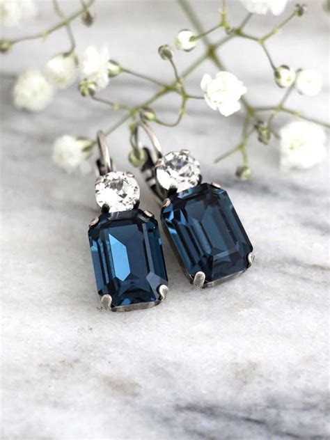 Navy Earrings Blue Drop Earrings Bridal Earrings Drop Sapphire