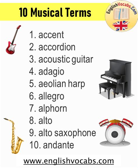 10 Musical Terms And Musical Instruments Names List English Vocabs