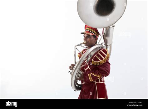 Bandmaster Playing A Sousaphone Stock Photo Alamy