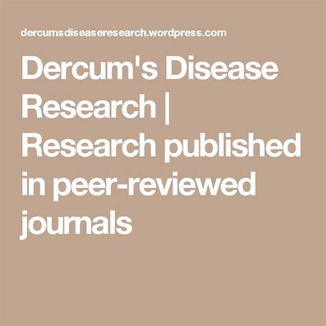 Dercums Disease Research Research Published In Peer Reviewed