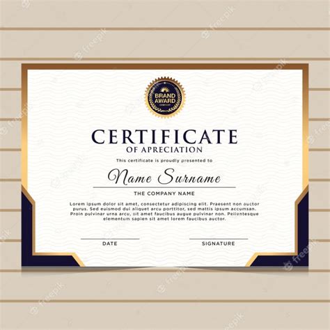 Elegante Plantilla De Certificado De Diploma De Oro Azul Vector Premium