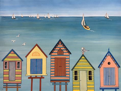 Beach Huts Framed Limited Edition Seaside Print By Edwina Cooper Designs In Beach Huts