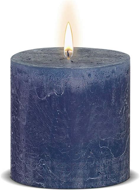 Dark Blue Pillar Candles Rustic 6 Pack Unscented 4x4 For Etsy