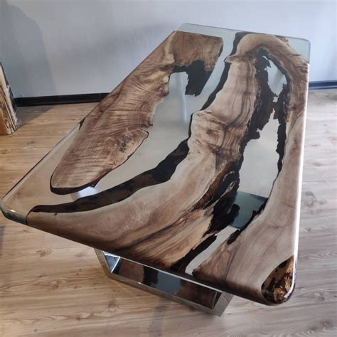 Epoxy Coffee Table With Clear Resin River Custom Live Edge Etsy