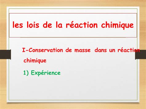 Les Lois De La Réaction Chimique Cours Ppt 2 Alloschool