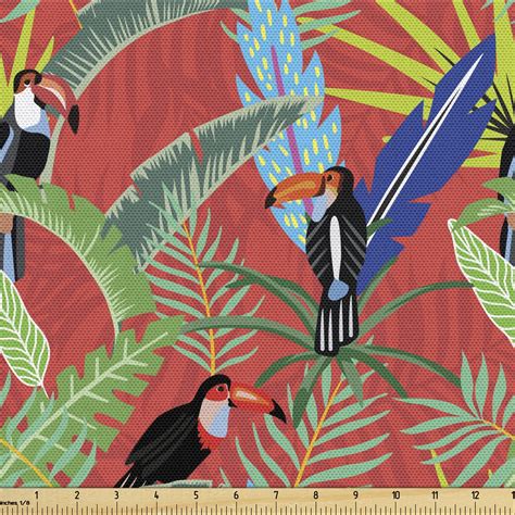 Toucan Fabric By The Yard Upholstery Tropical Birds Sitting On